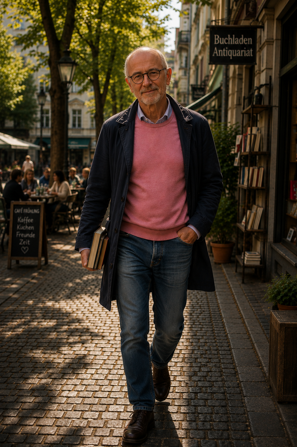 Eduard Lehmann vor dem Antiquariat