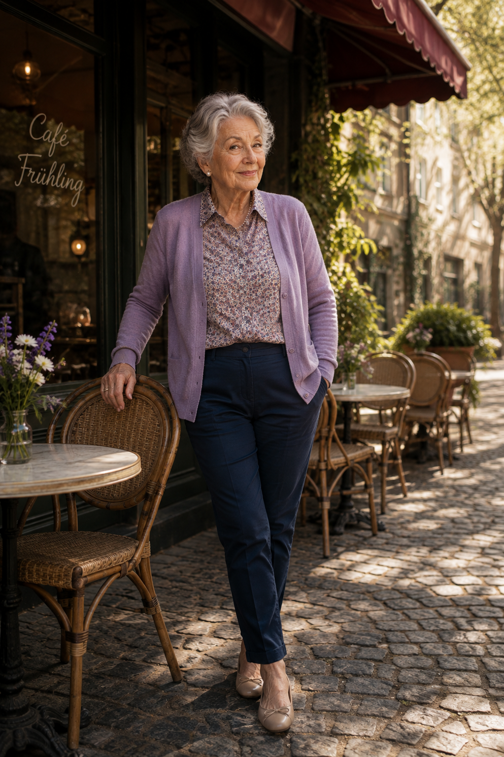 Ursula Bermann vor dem Café Frühling
